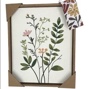 BP Home Embroidered Botanical Wall Art – 12x15, New, Framed Textile